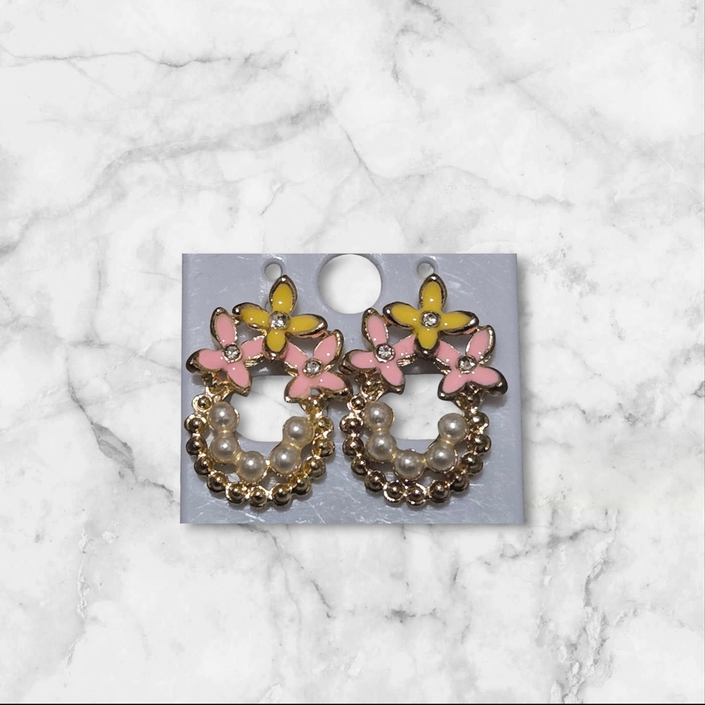 Floral Pearl Hoop Earrings
